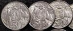 Australian  1966 Fifty Cent Coins (x3)